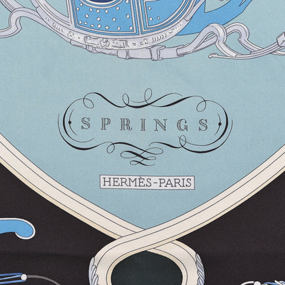 Hermes Silk Springs Scarf 90 Vert Sapin Anthracite Celadon 3 of 6