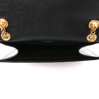 Saint Laurent Grain De Poudre Textured Mixed Matelasse Triquilt Medium Monogram Satchel Black 5 of 11