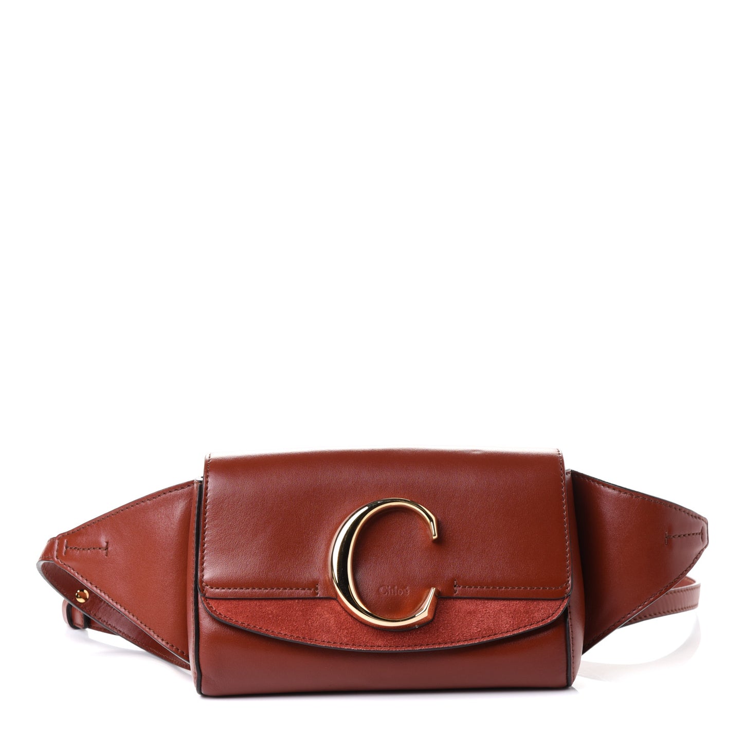 Calfskin Suede C Belt Bag Sepia Brown