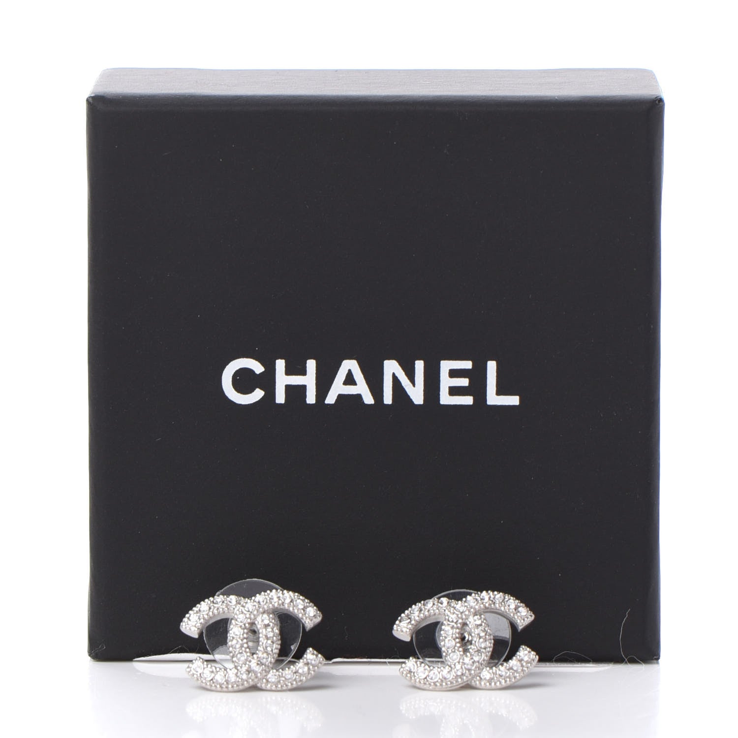 Chanel Crystal CC Earrings Silver 5 of 5