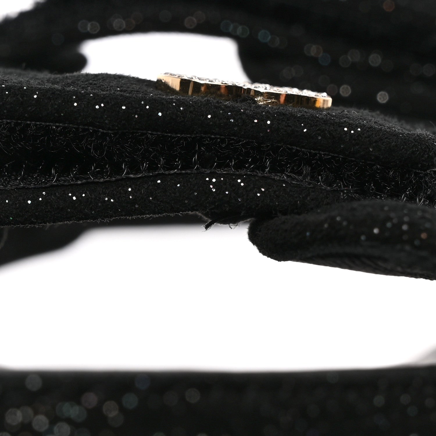 Chanel Suede Kidskin Glitter Crystal Velcro Dad Sandals 39 Black Silver 10 of 18