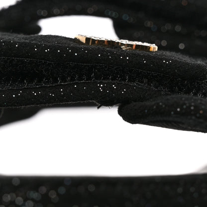 Chanel Suede Kidskin Glitter Crystal Velcro Dad Sandals 39 Black Silver 10 of 18