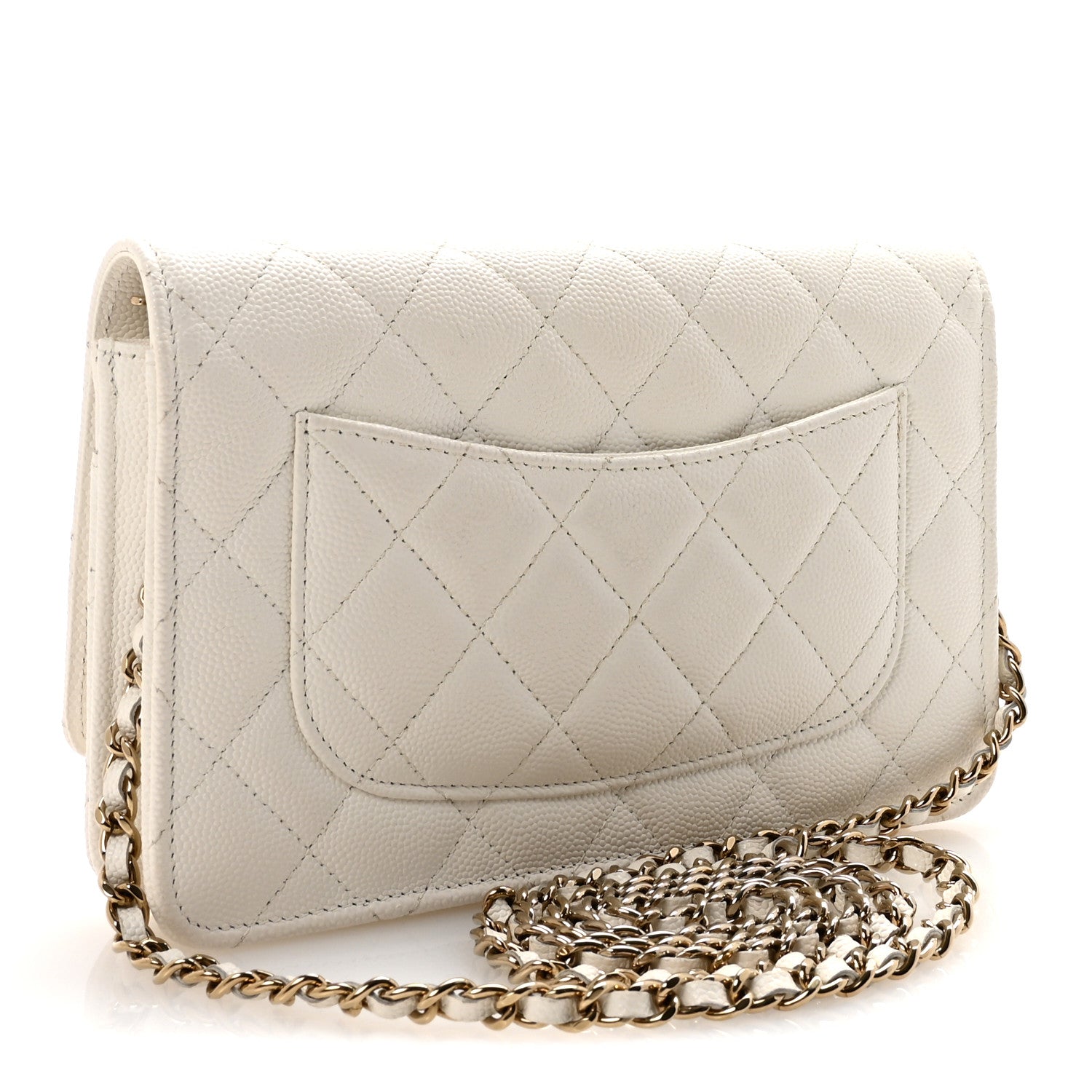 Chanel Caviar Quilted Wallet On Chain WOC White 3 of 12