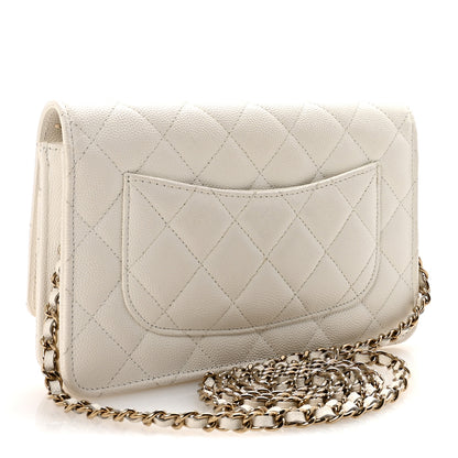 Chanel Caviar Quilted Wallet On Chain WOC White 3 of 12
