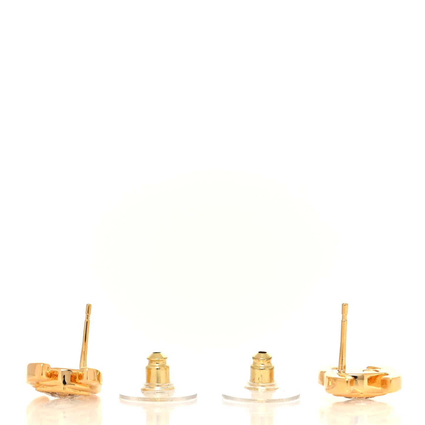 Metal Crystal CC Marquise Earrings Gold