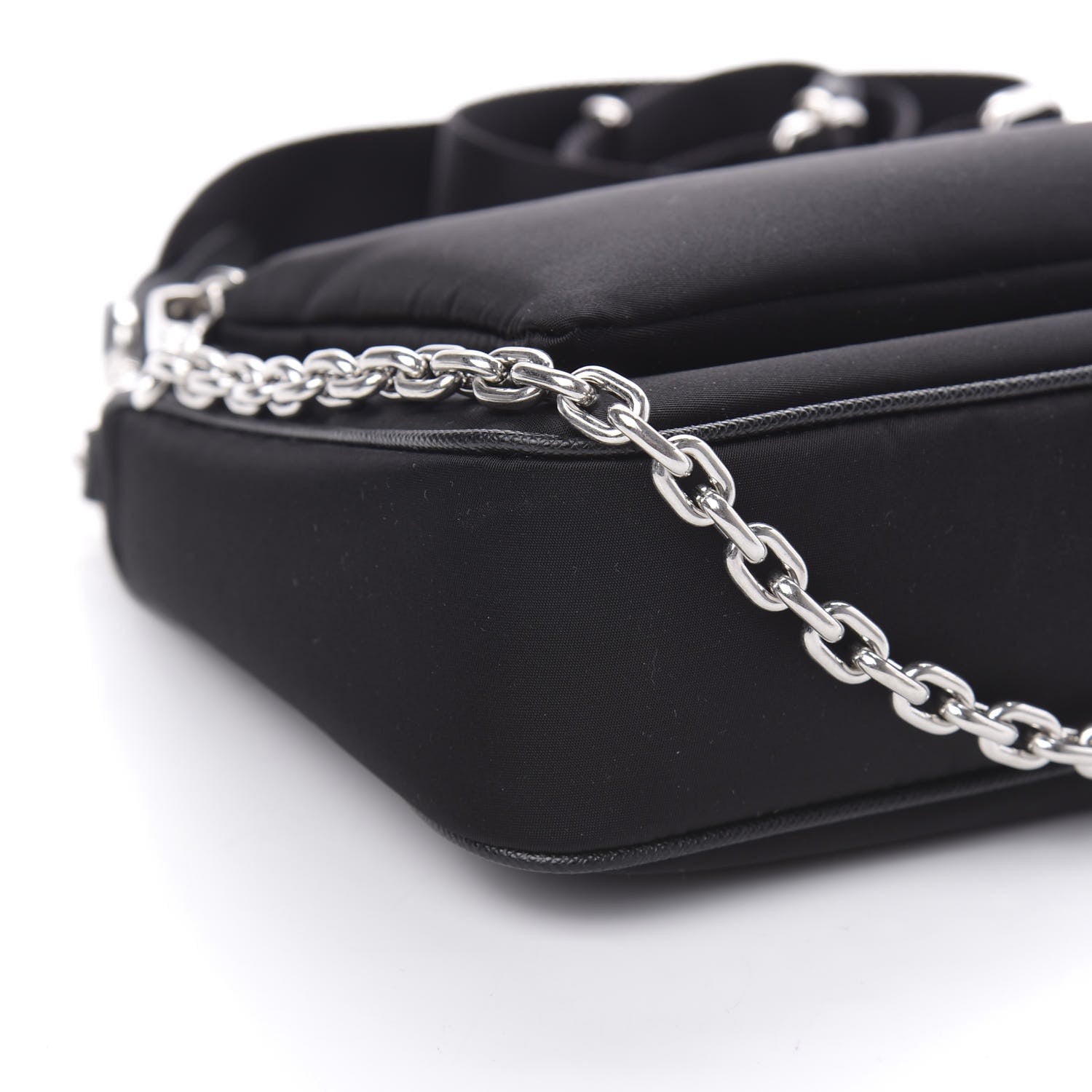 Prada Re-Nylon Saffiano Double Pouch Shoulder Bag Black Black 7 of 9