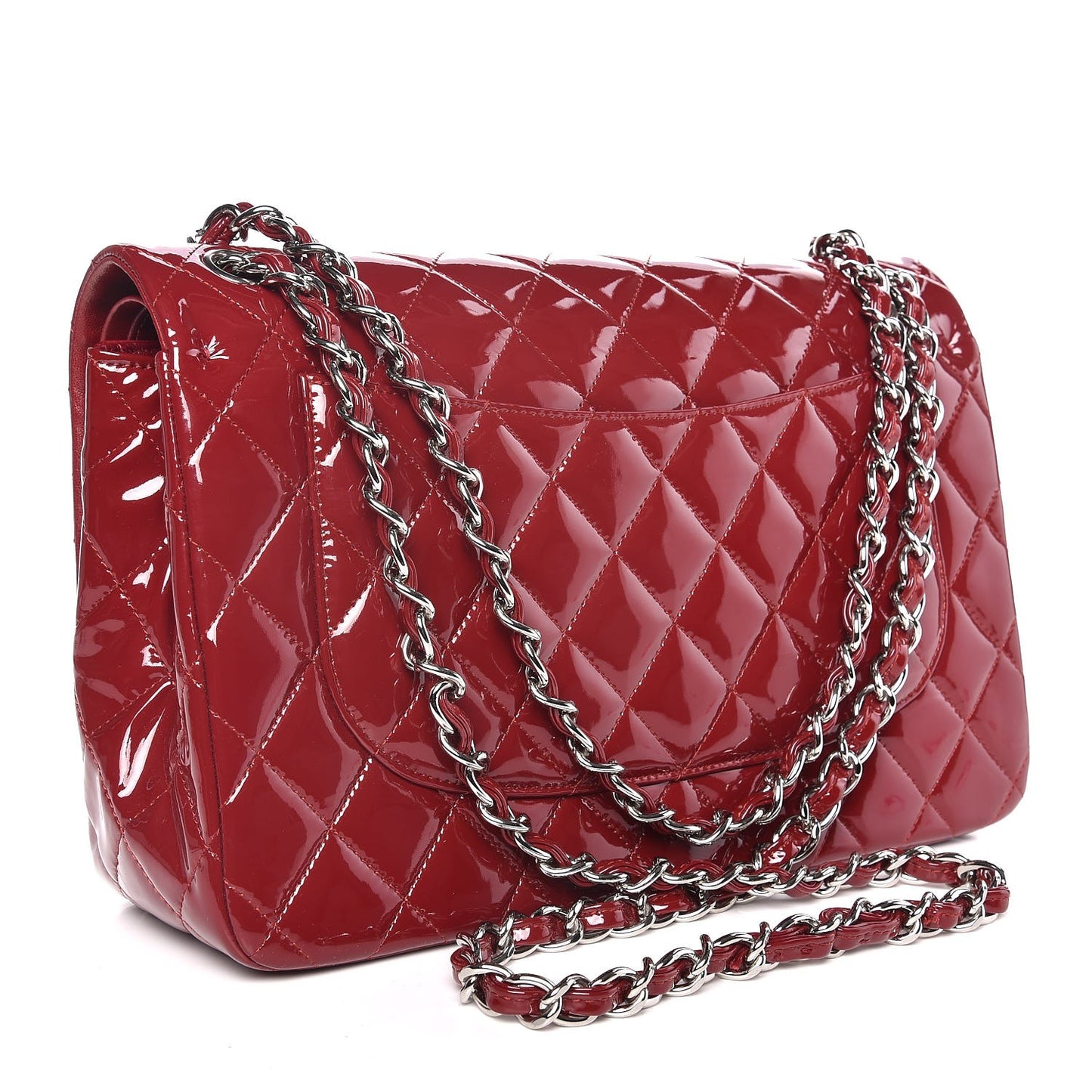 Patent Quilted Jumbo Double Flap Red
