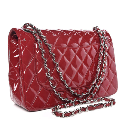 Chanel Patent Quilted Jumbo Double Flap Red 3 of 12