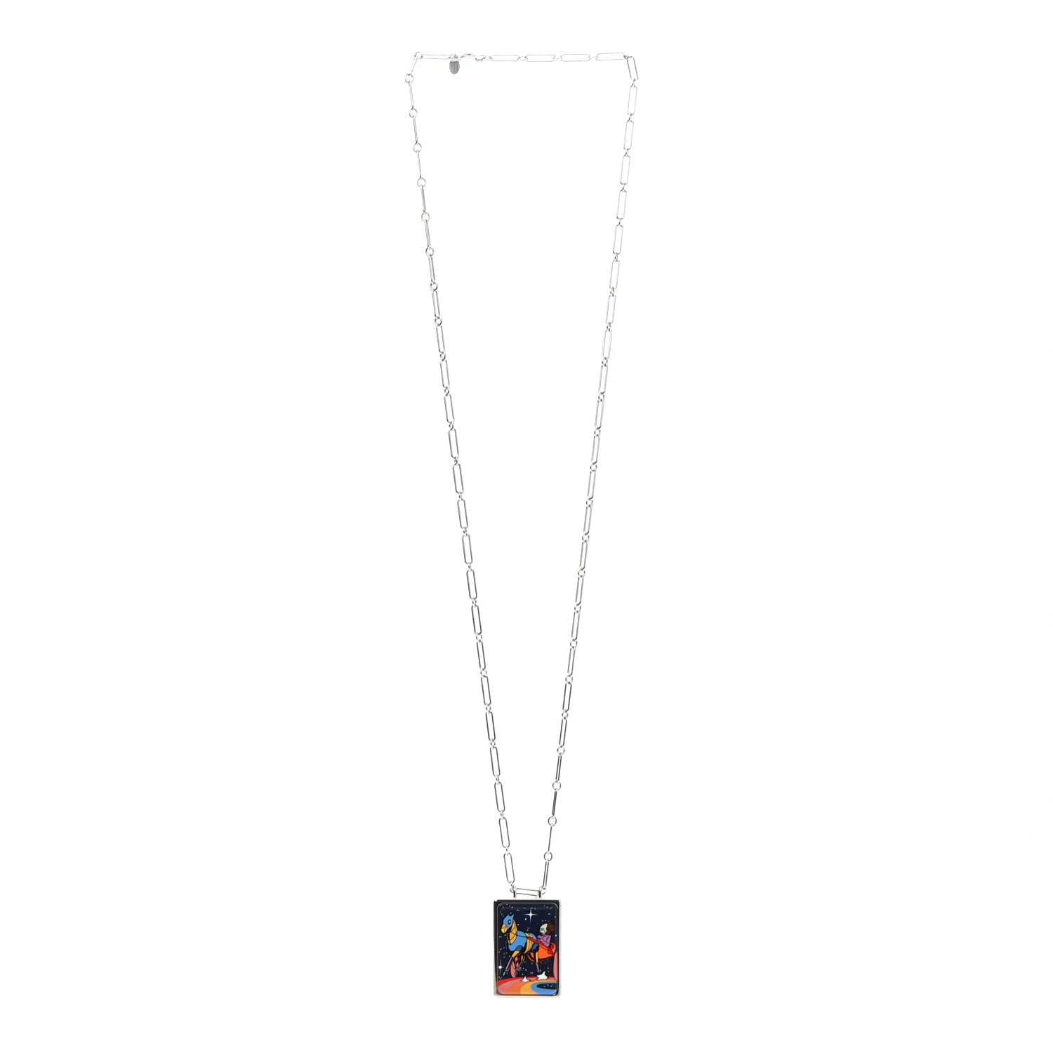 Hermes Palladium Enamel Space Derby Dream Box Necklace 3 of 7