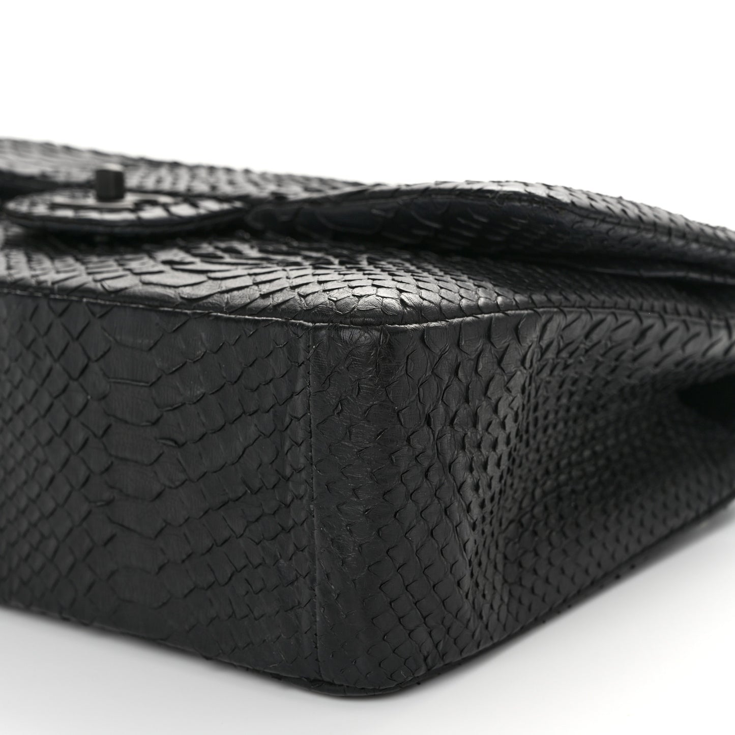Snakeskin Jumbo Double Flap So Black