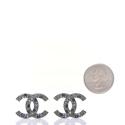 Chanel Crystal Large CC Earrings Silver 2 of 8