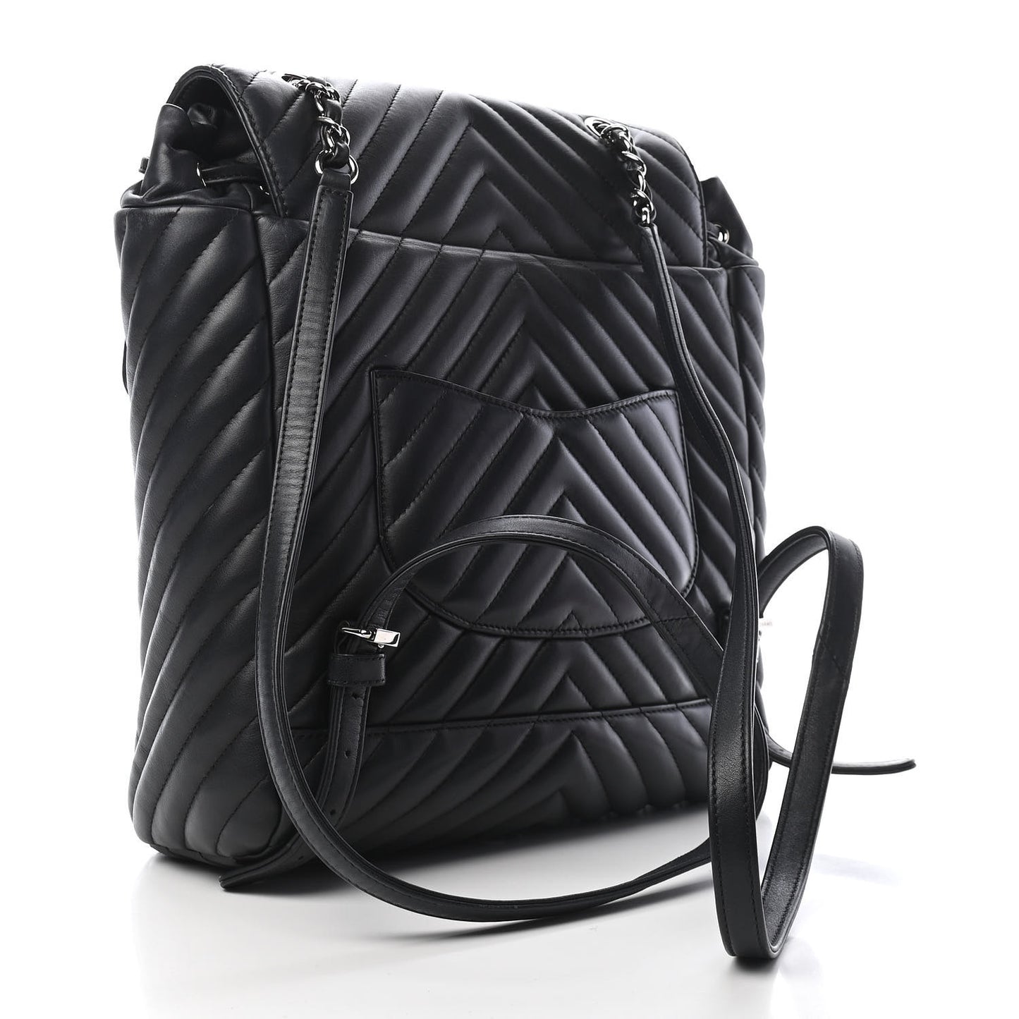 Calfskin Chevron Quilted Large Urban Spirit Backpack Black