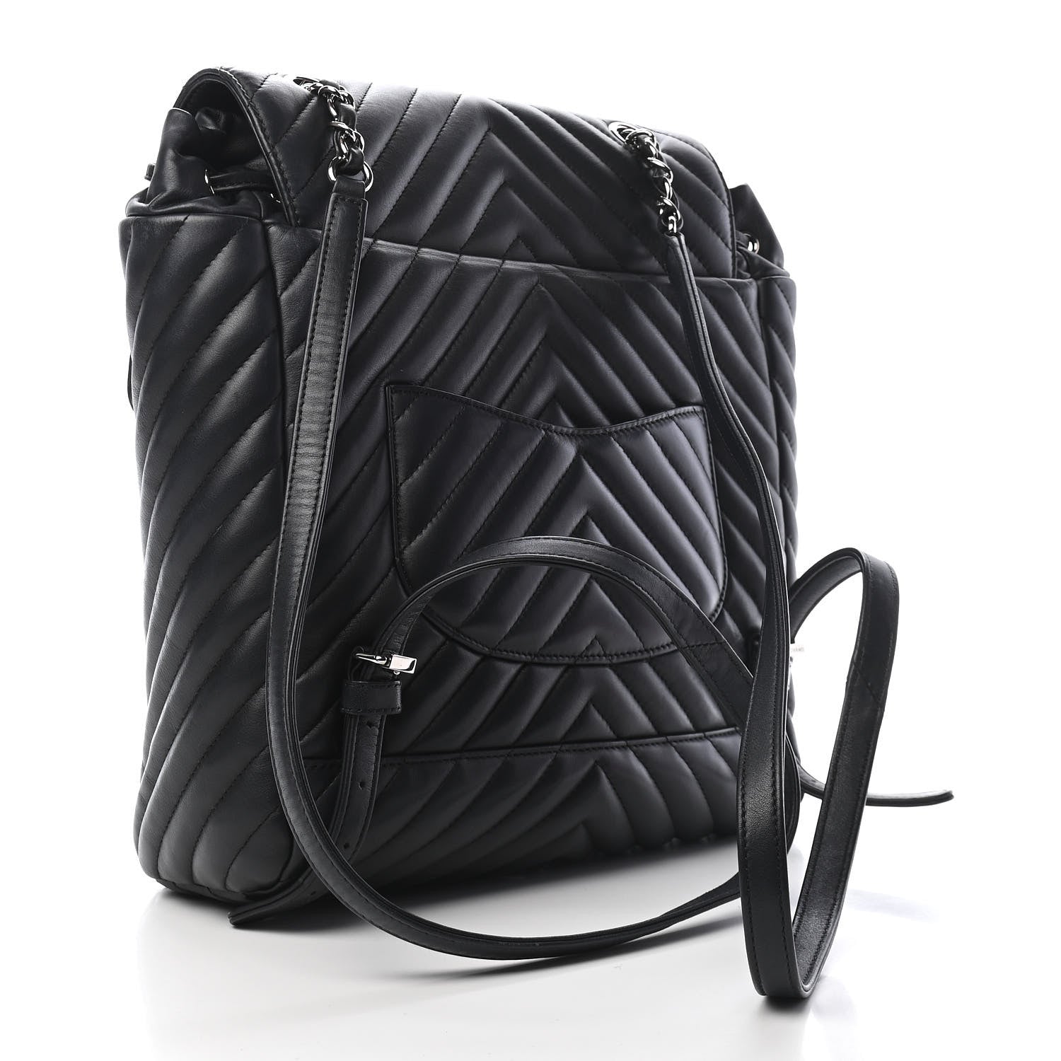 Chanel Calfskin Chevron Quilted Large Urban Spirit Backpack Black 3 of 9