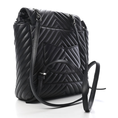 Chanel Calfskin Chevron Quilted Large Urban Spirit Backpack Black 3 of 9