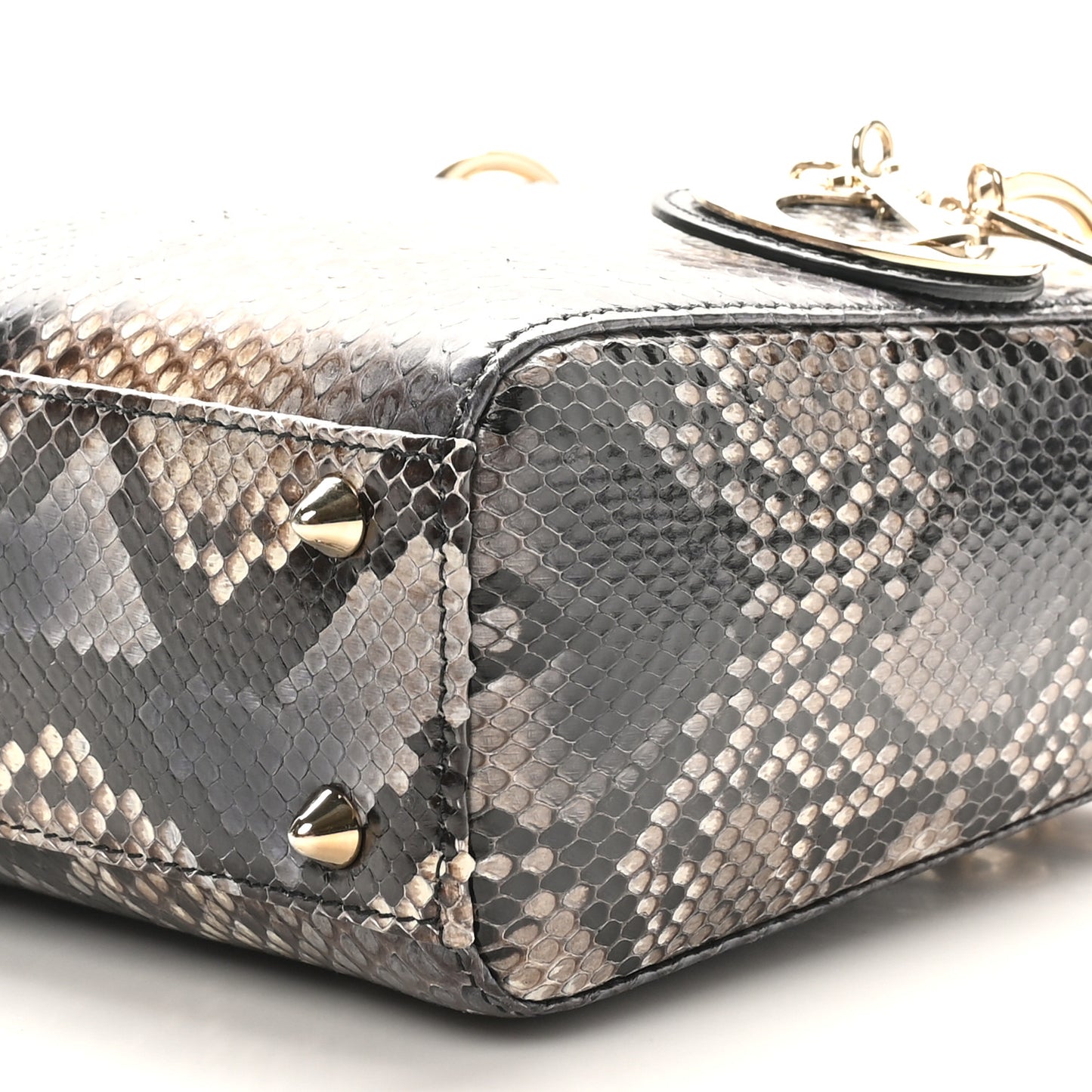 Snakeskin Small Lady Dior Brown Multicolor