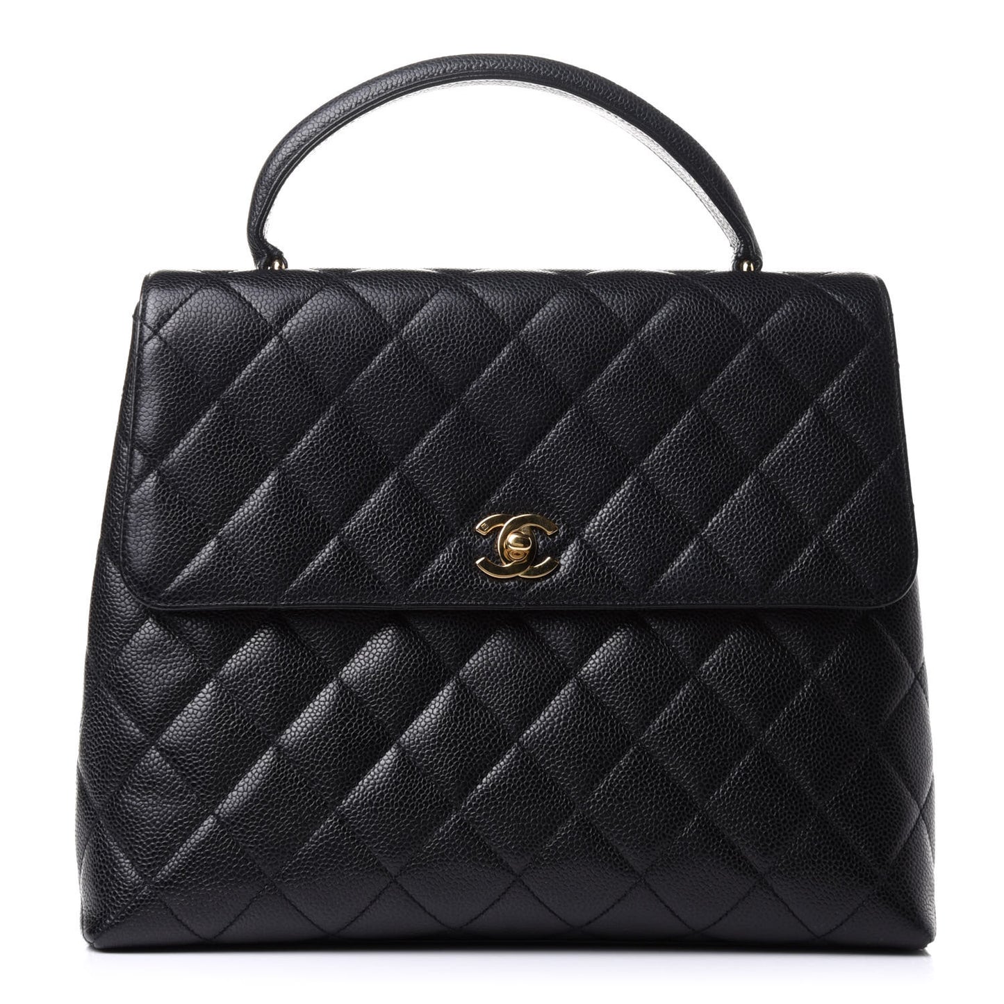 Caviar Quilted Jumbo Kelly Flap Black