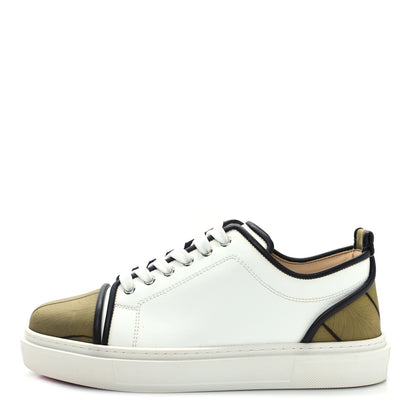 Christian Louboutin Calfskin Mens Adolon Junior Low Top Sneaker 42 White Kaki 1 of 8