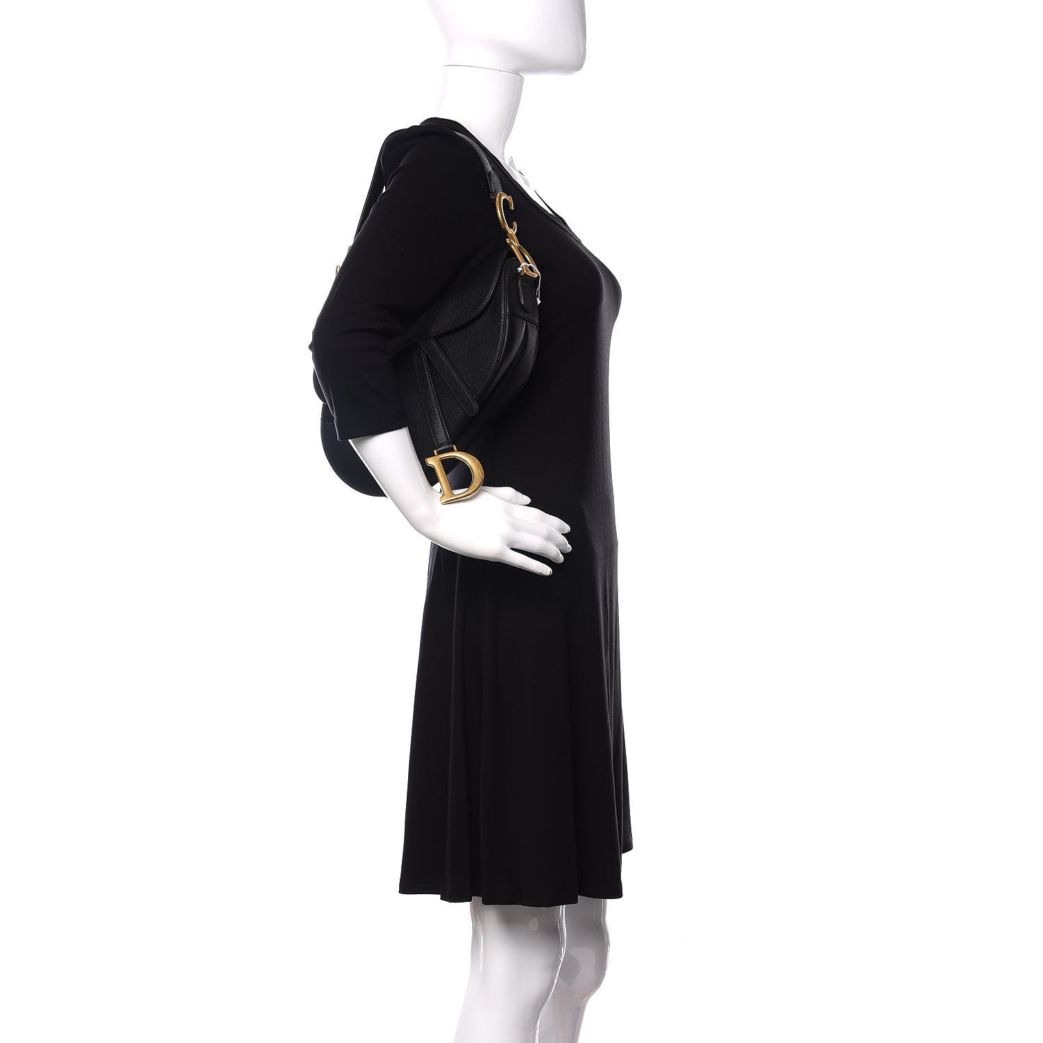 Christian Dior Grained Calfskin Saddle Bag Black 2 of 11