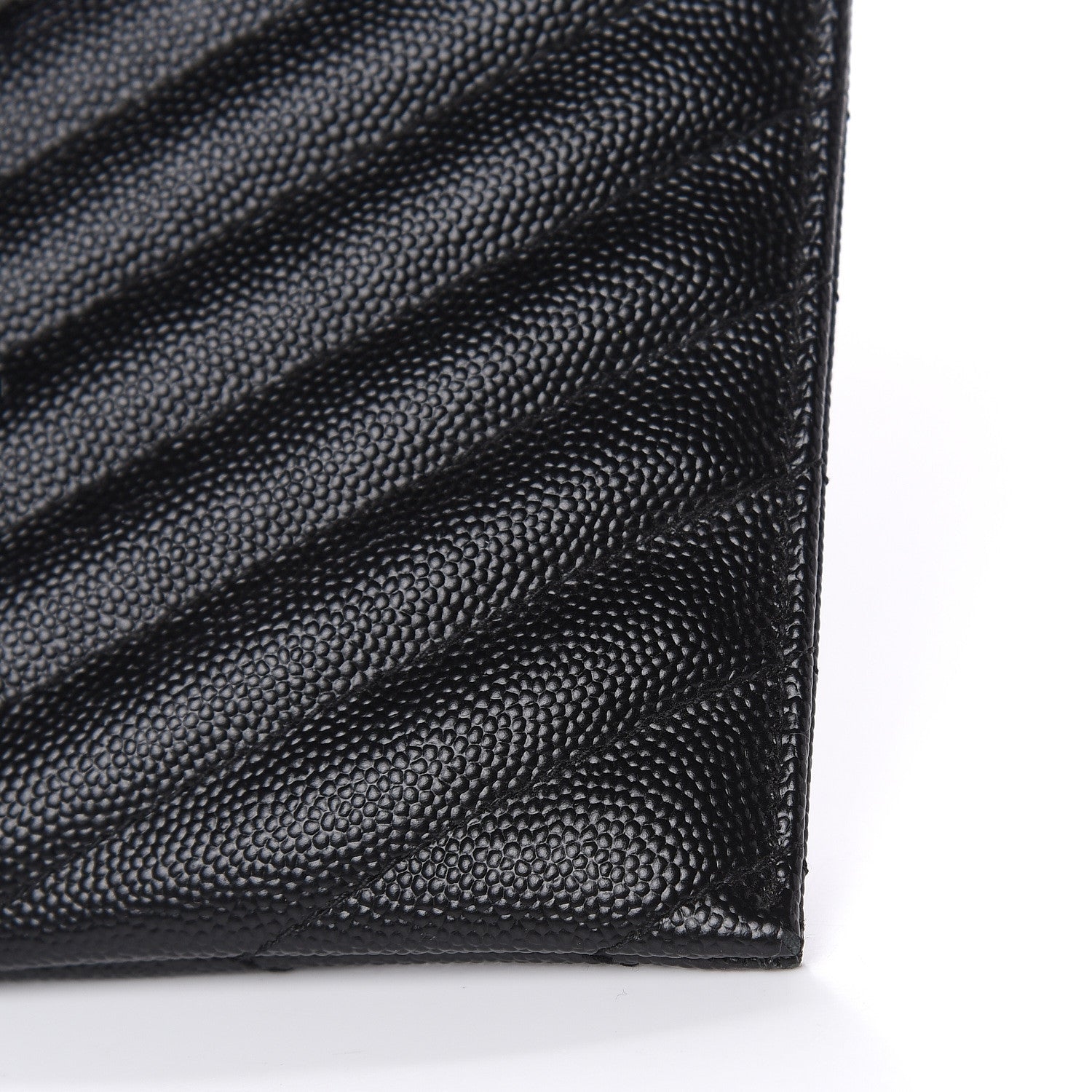 Saint Laurent Grain De Poudre Chevron Monogram Bill Pouch Black 9 of 10