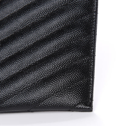 Saint Laurent Grain De Poudre Chevron Monogram Bill Pouch Black 9 of 10