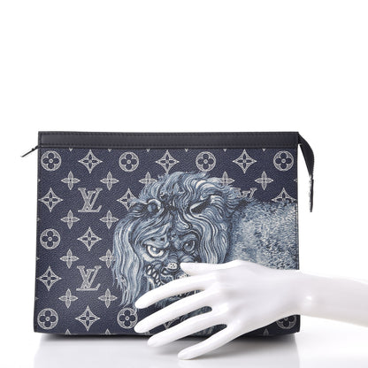 Louis Vuitton Savane Monogram Chapman Lion Pochette Voyage MM Ink 2 of 7