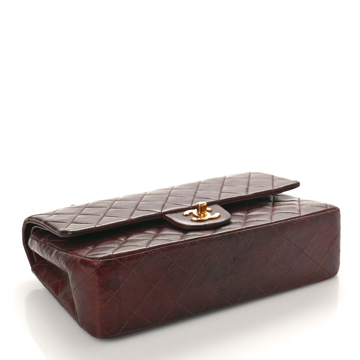 Chanel Lambskin Quilted Medium Double Flap Burgundy 4 of 12