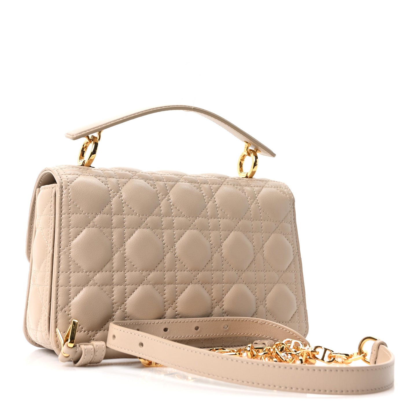 Lambskin Cannage Small Jolie Top Handle Bag Powder Beige Latte