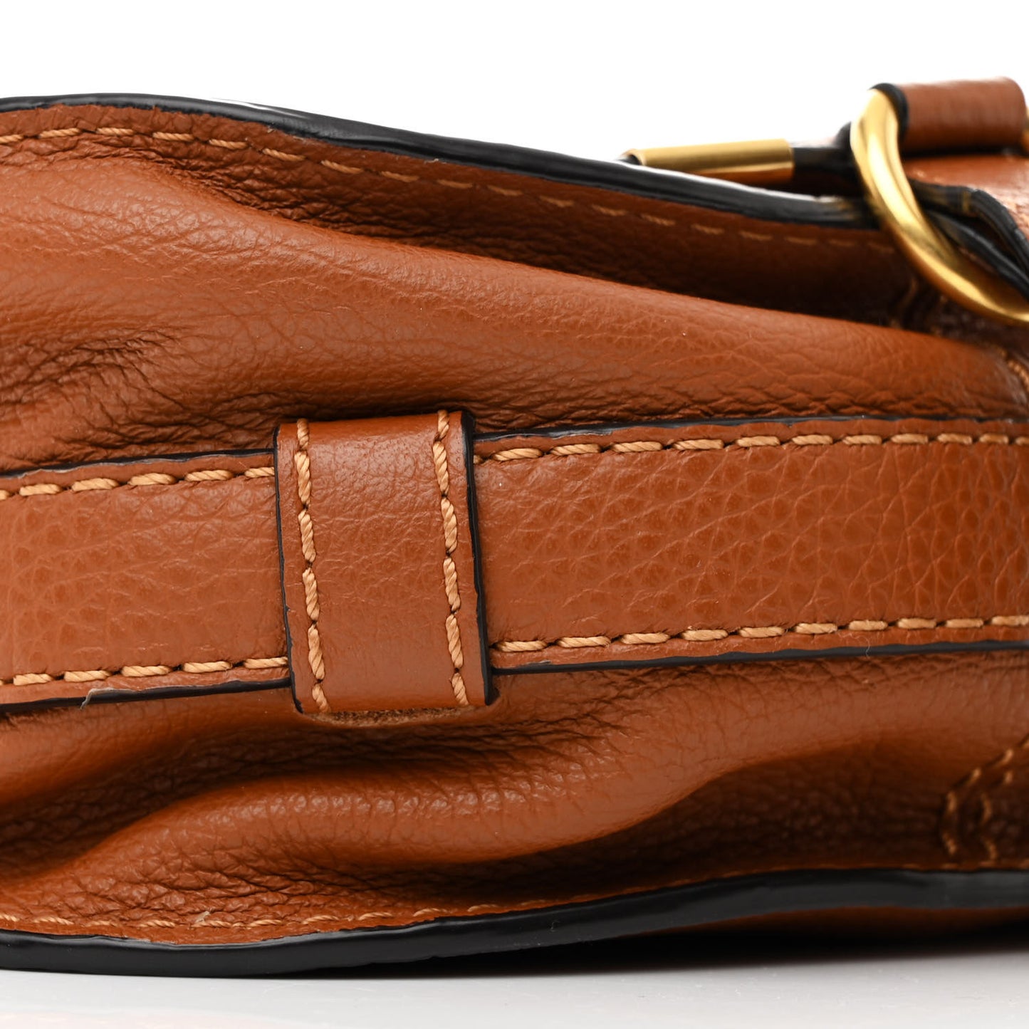Grained Calfskin Small Marcie Saddle Bag Tan