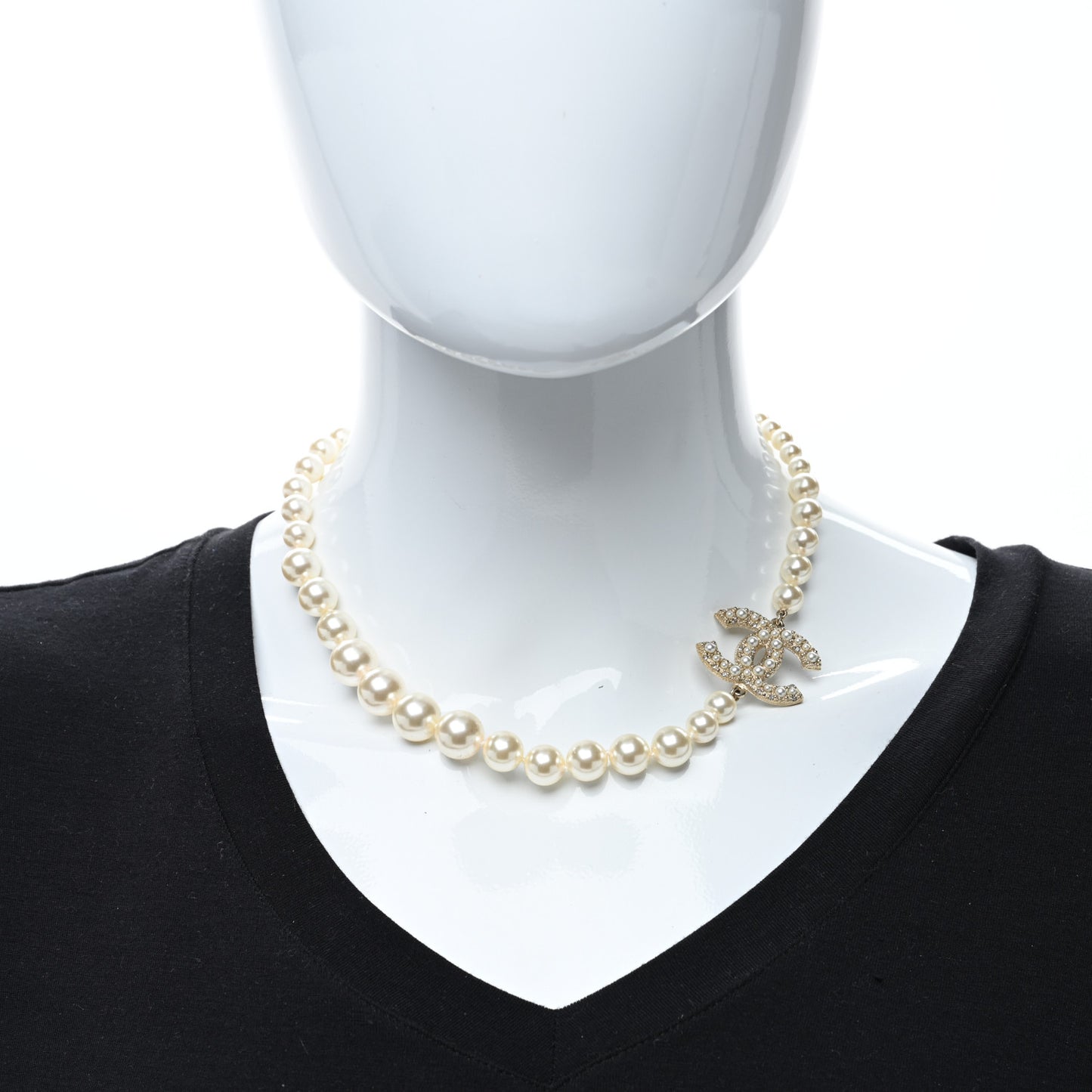 Pearl CC 100th Anniversary Necklace Light Gold
