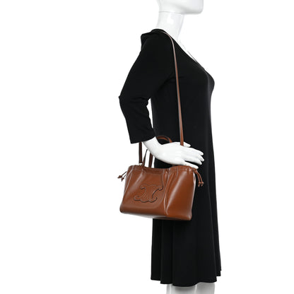 Celine Smooth Calfskin Cuir Small Triomphe Cabas Drawstring Tan 2 of 12