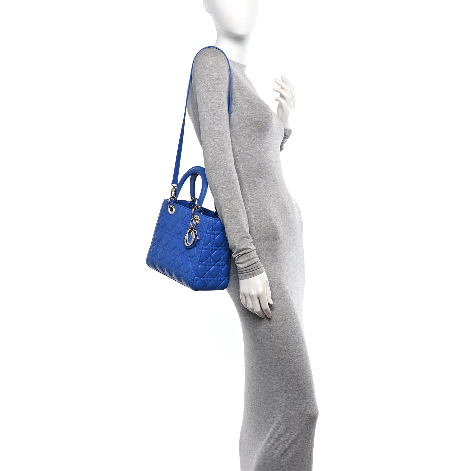 Christian Dior Lambskin Cannage Medium Lady Dior Blue Persan 2 of 12