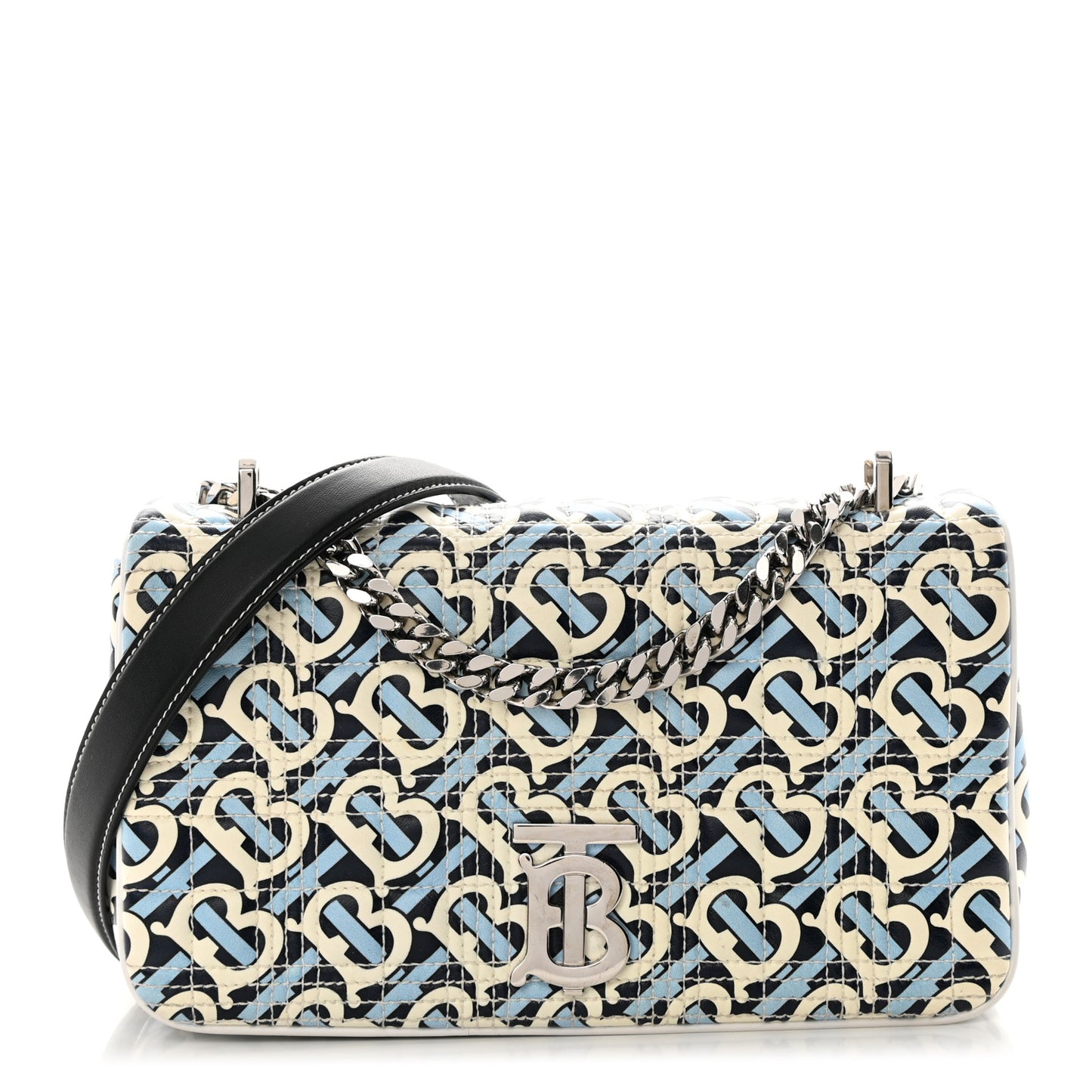 Lambskin Quilted Monogram TB Print Small Lola Bag Cobalt Black