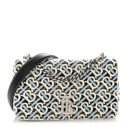 Burberry Lambskin Quilted Monogram TB Print Small Lola Bag Cobalt Black 1 of 12