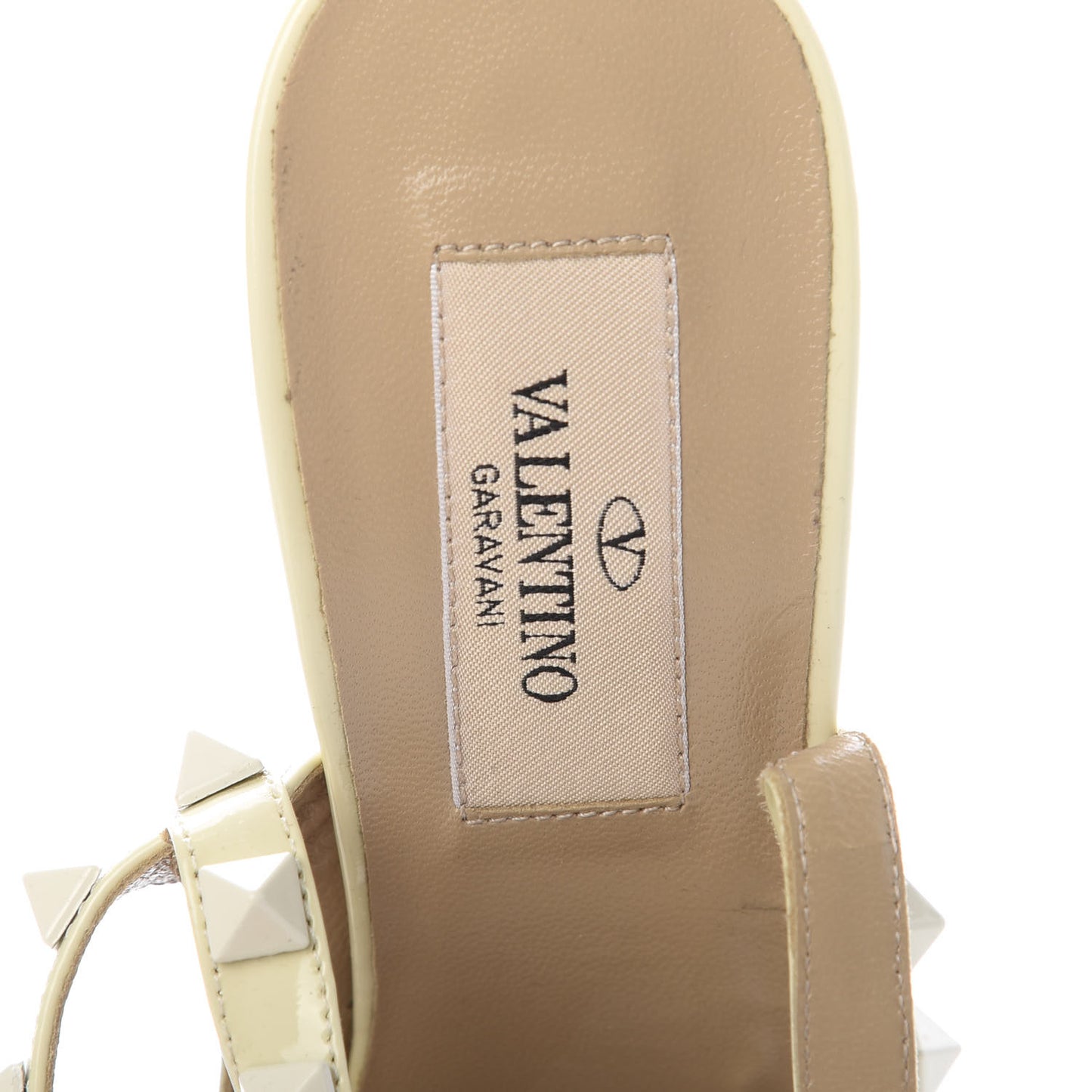 Patent Monochrome Rockstud Ankle Strap 100mm Pumps 36.5 Ivory