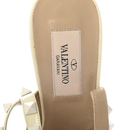 Valentino Garavani Patent Monochrome Rockstud Ankle Strap 100mm Pumps 36.5 Ivory 6 of 10