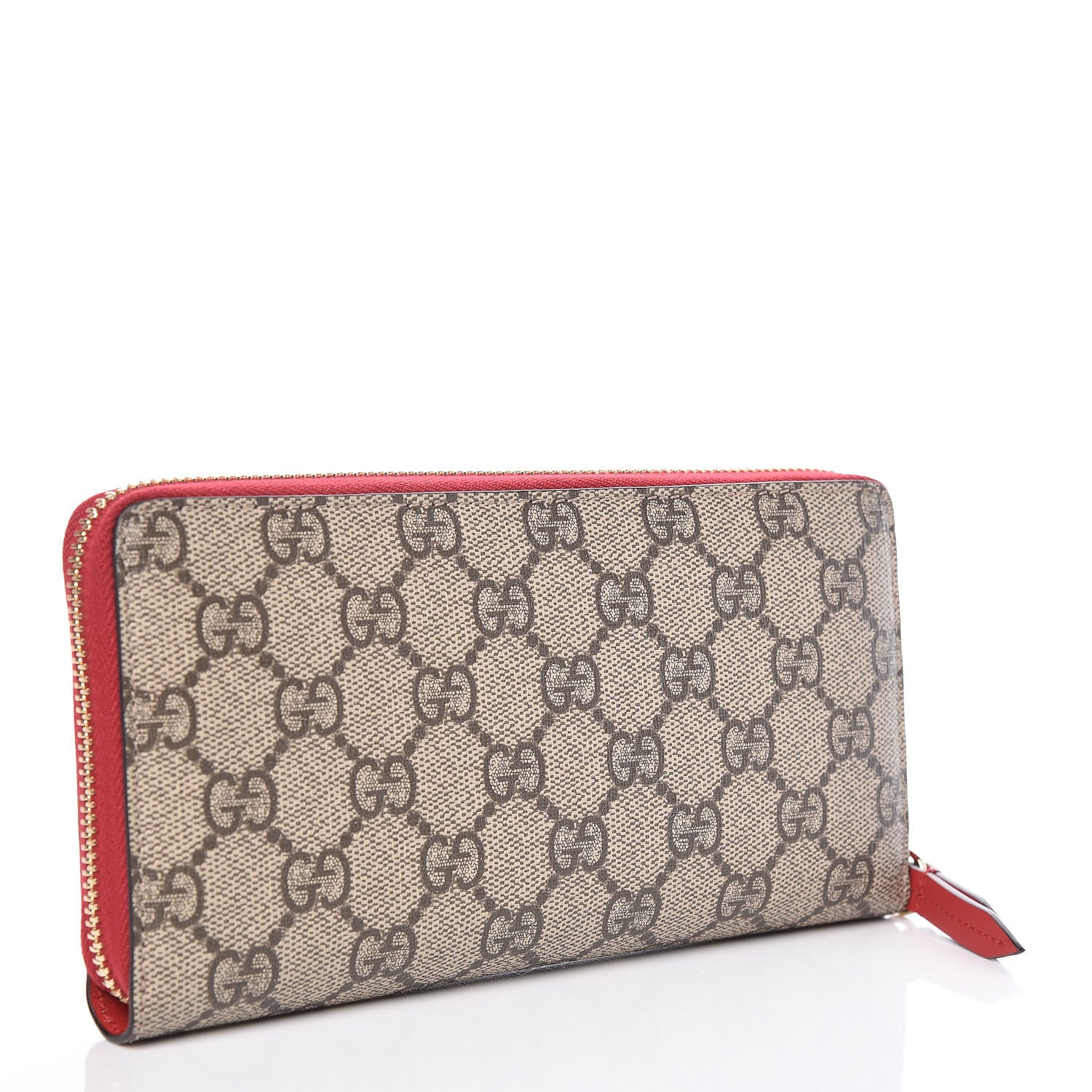 Gucci GG Supreme Monogram Kingsnake Heart Embroidered Zip Around Wallet Red 3 of 8