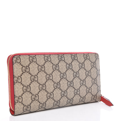 Gucci GG Supreme Monogram Kingsnake Heart Embroidered Zip Around Wallet Red 3 of 8