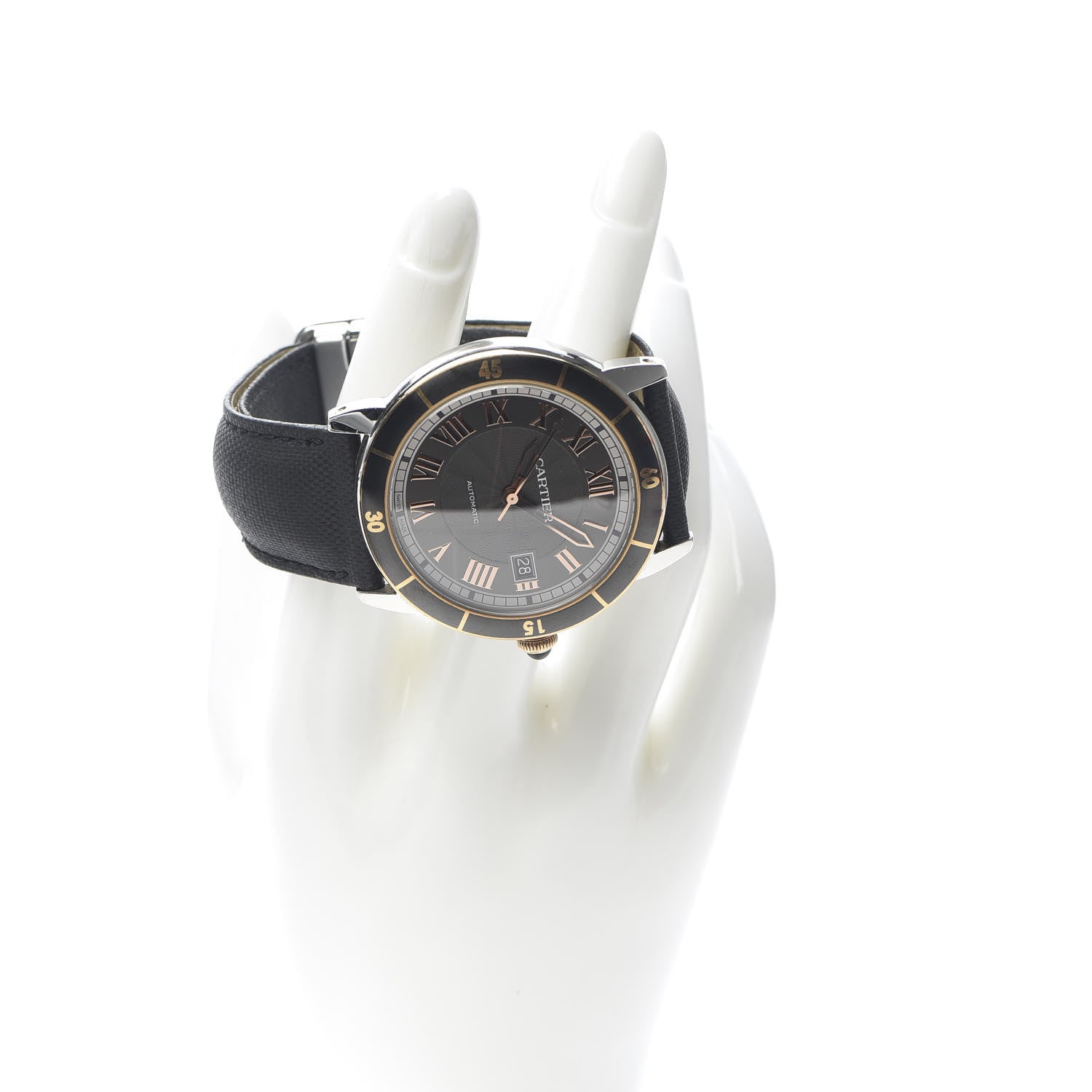 Cartier Stainless Steel 18K Pink Gold Calfskin 42mm Ronde Croisiere De Cartier Automatic Watch Grey 2 of 8
