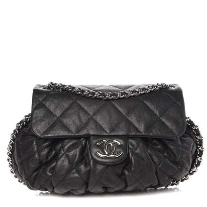Chanel Washed Lambskin Quilted Medium Chain Around Messenger Black 1 of 8