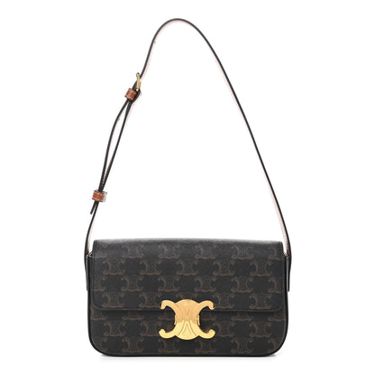 Celine Canvas Calfskin Triomphe Shoulder Bag Tan 1 of 5