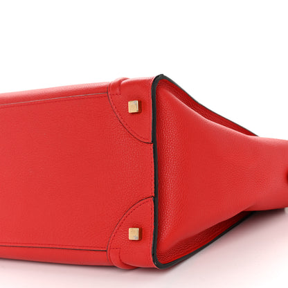 Celine Drummed Calfskin Mini Luggage Coquelicot 9 of 10