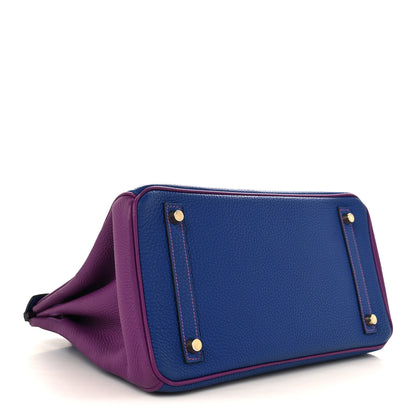 Hermes Togo Horseshoe Birkin 30 Blue Electrique Anemone 4 of 12