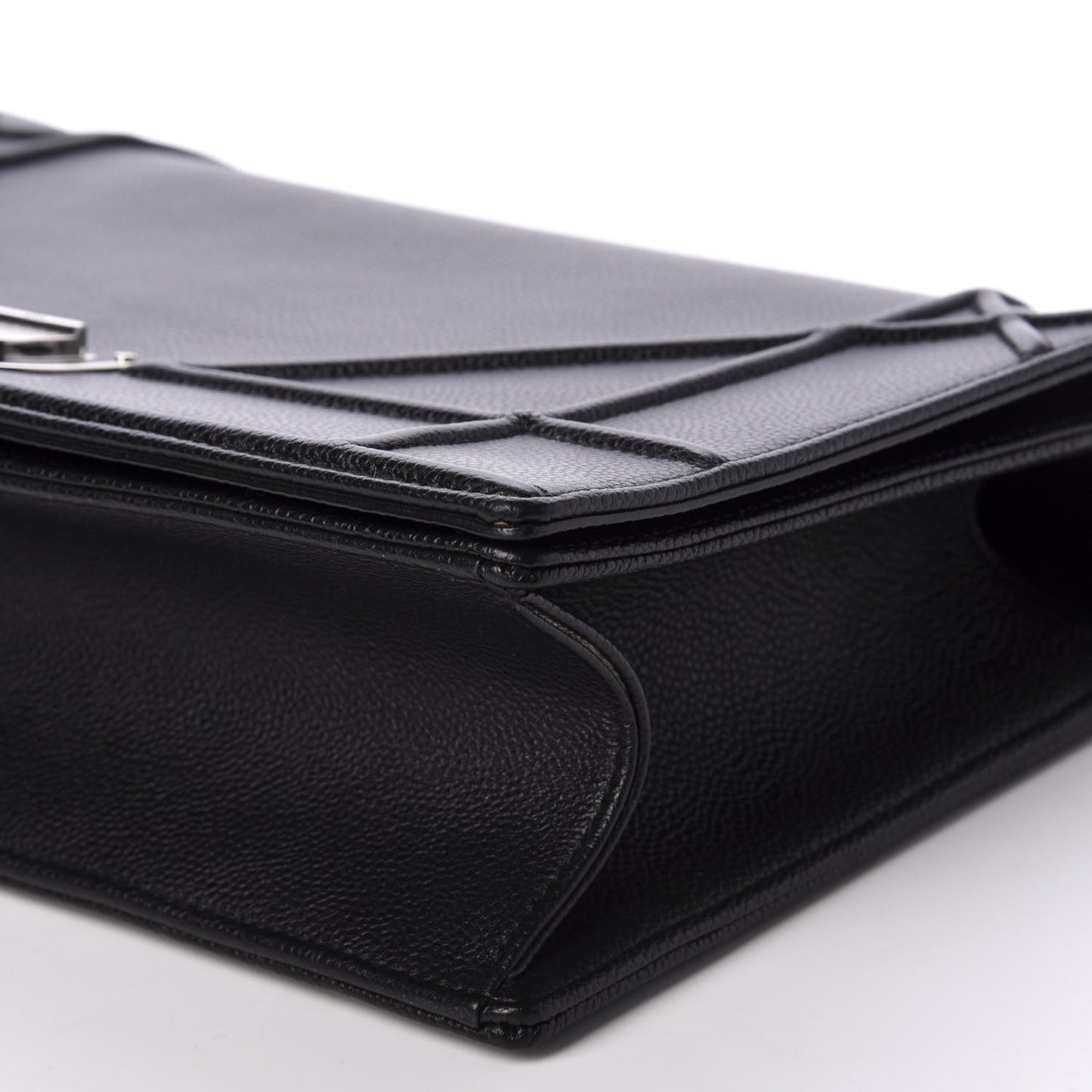 Grained Calfskin Large Diorama Flap Bag Black