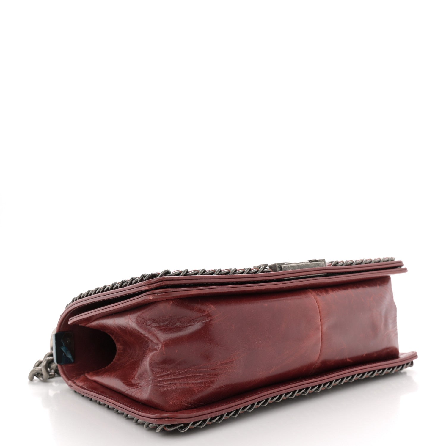 Chanel Glazed Calfskin Quilted Medium Boy Chained Flap Bordeaux 4 of 13