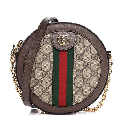 Gucci GG Supreme Monogram Web Mini Ophidia Round Shoulder Bag Brown 1 of 7
