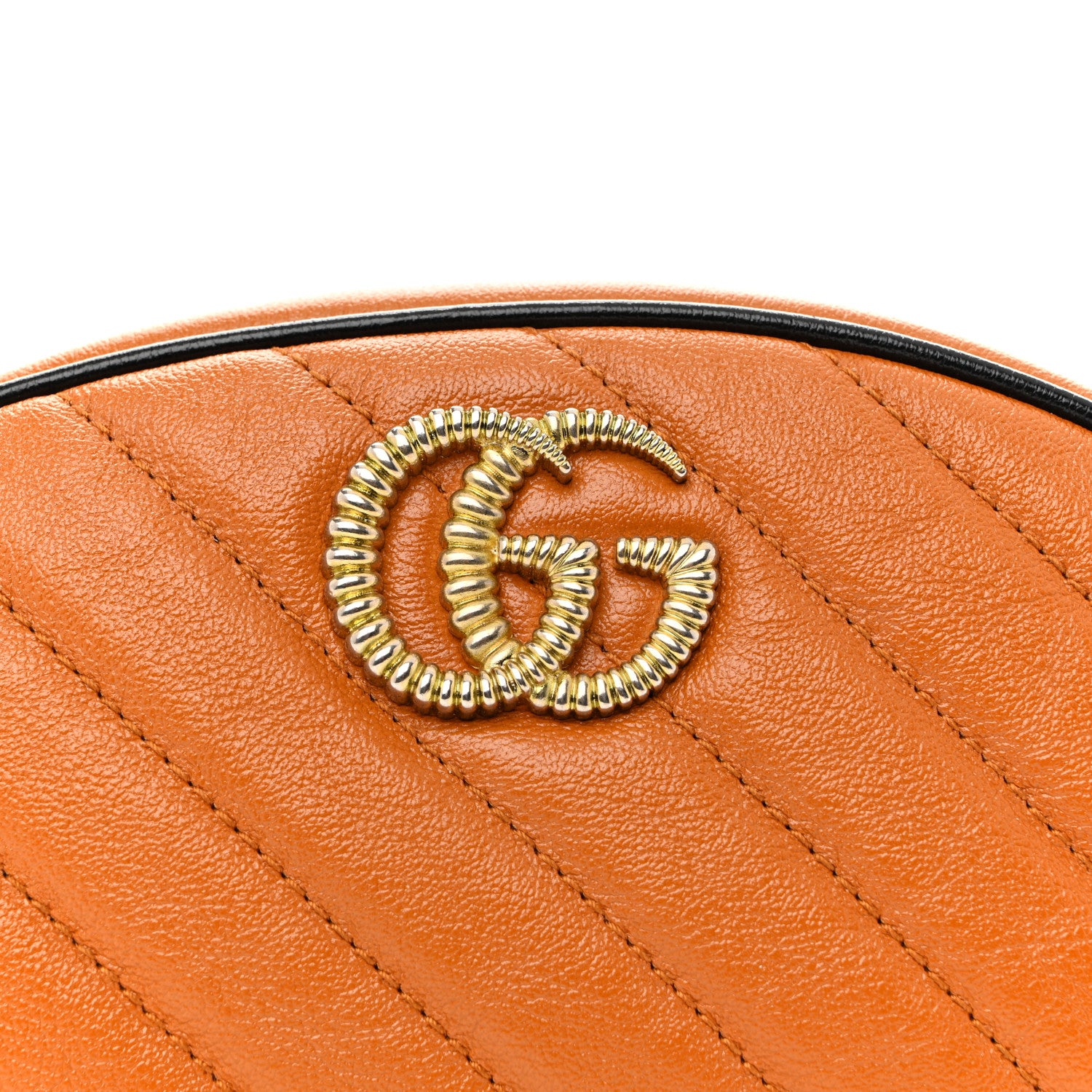 Gucci Vintage Effect Calfskin Matelasse Diagonal Torchon GG Marmont Belt Bag 65 25 Cognac 8 of 10