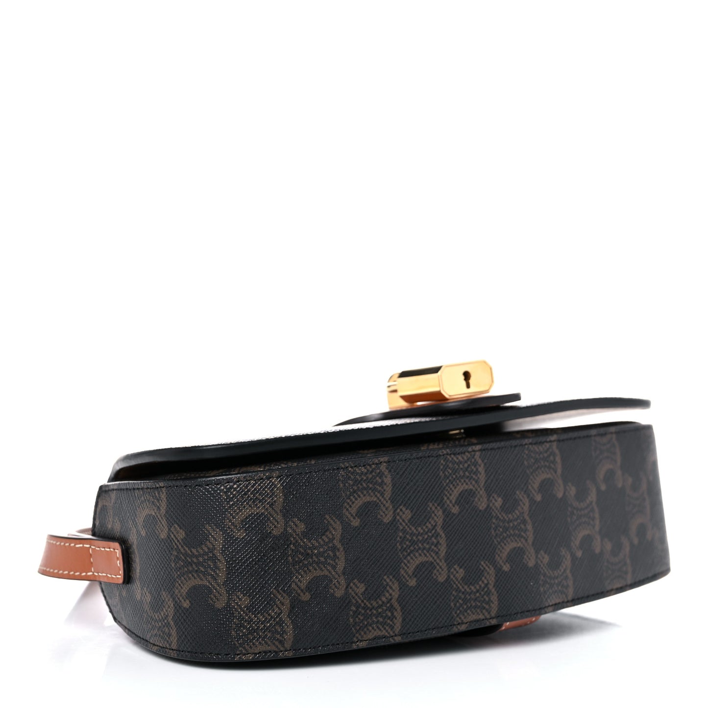 Triomphe Canvas Calfskin Tabou Clutch on Strap Tan