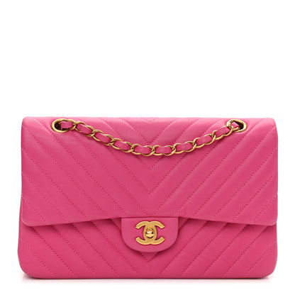 Chanel Lambskin Chevron Quilted Medium Double Flap Pink 1 of 12