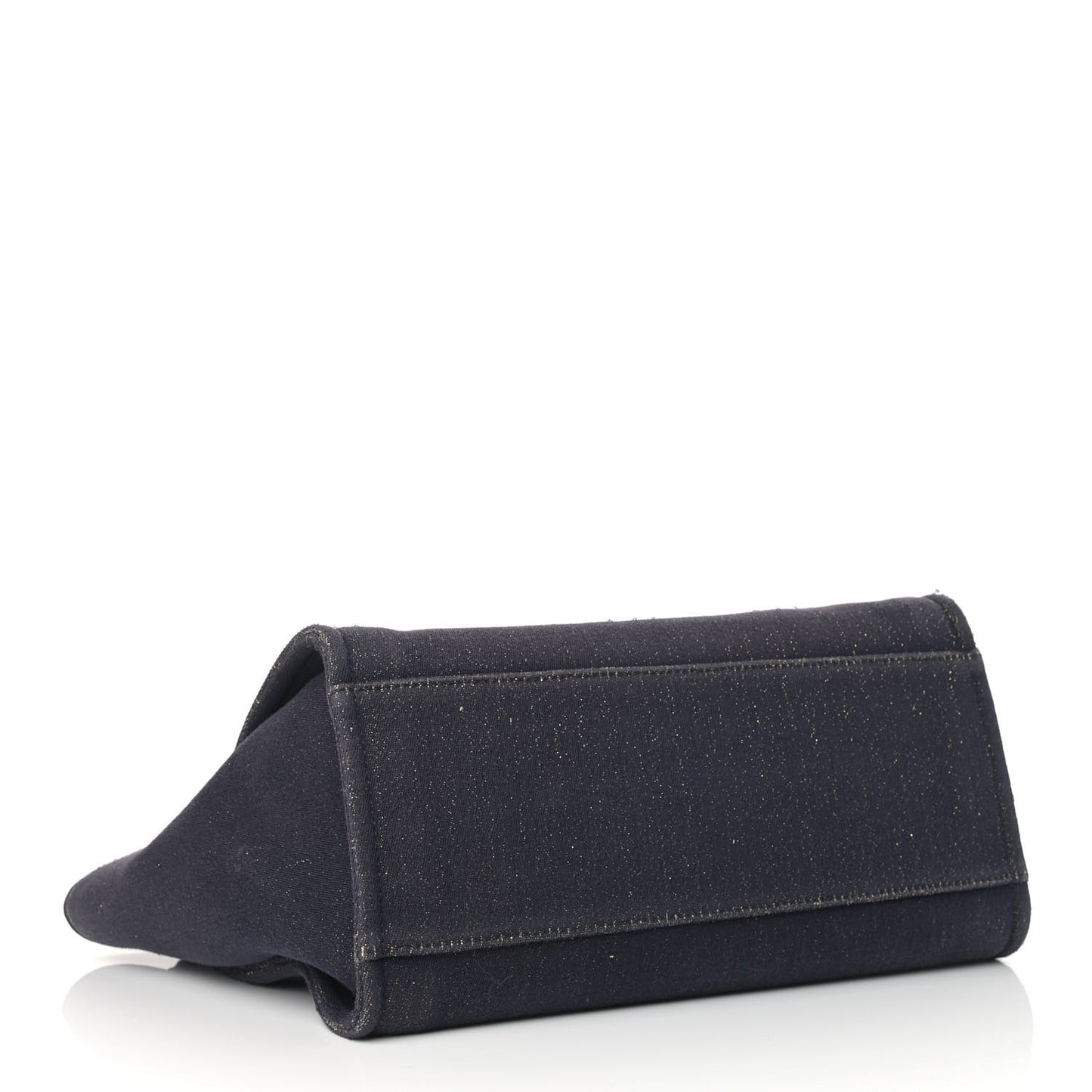 Lurex Canvas Medium Deauville Tote Navy Blue Gold