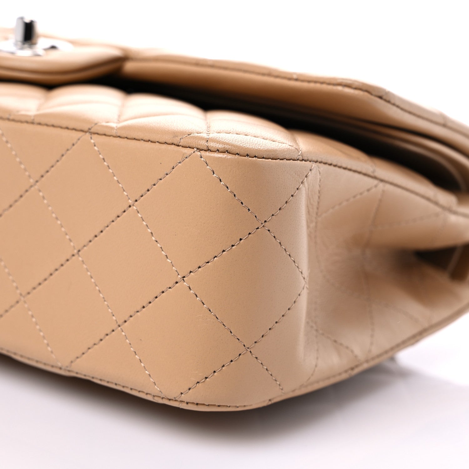 Chanel Lambskin Quilted Medium Double Flap Dark Beige 8 of 9